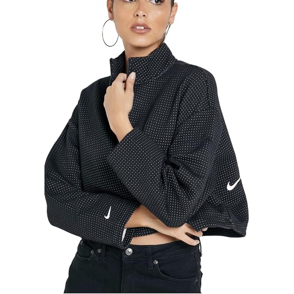 New Nike Womens Crop Sportswear Tech 1/4 Zip‎ Sweatshirt Size XS Black